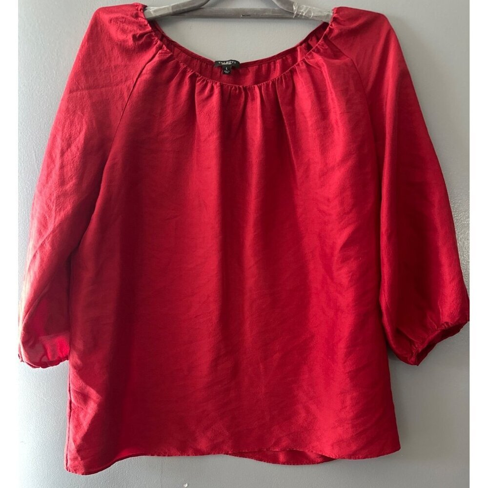 Talbots Large Red 100% Silk Blouse Dark Romantic Valentine's Whimsigoth Coquette